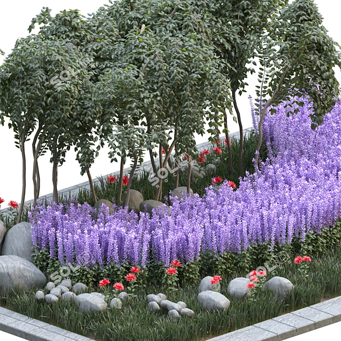 Square Garden Outdoor Plant: Beautiful, Realistic, and Easy to Use 3D model image 2