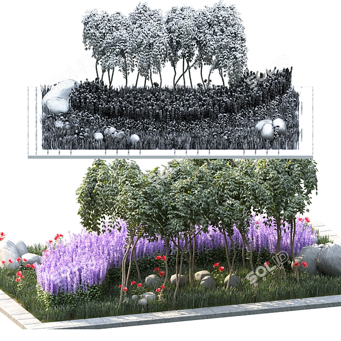 Square Garden Outdoor Plant: Beautiful, Realistic, and Easy to Use 3D model image 4