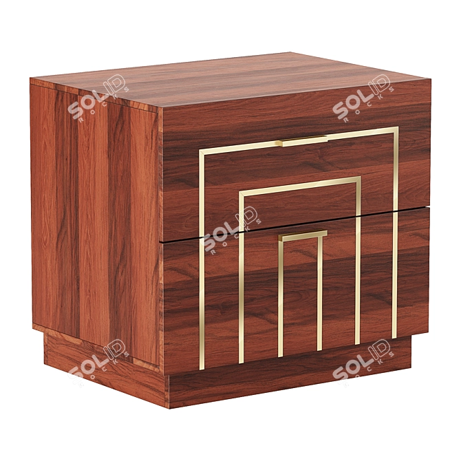 Title: CB2 Everett Acacia & Brass Inlay Nightstand 3D model image 1