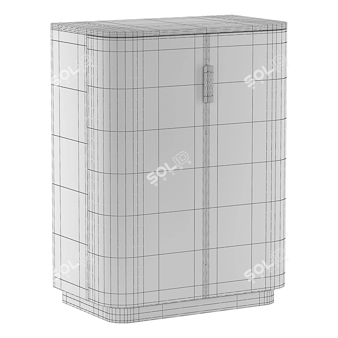 Sleek Burl Wood Entryway Cabinet 3D model image 3