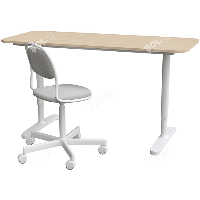 Bekant Oak Writing Desk: Elegant and Functional 3D model image 1