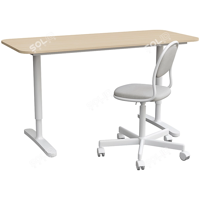 Bekant Oak Writing Desk: Elegant and Functional 3D model image 2