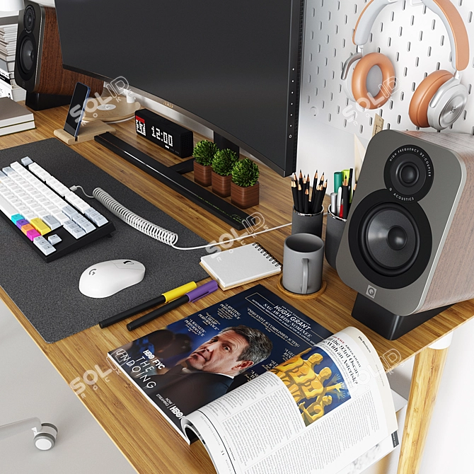 Title: IKEA Workplace Set with Decor & Tech 3D model image 2