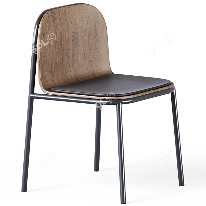 Elegant Wooden Shell Chair 3D model image 1