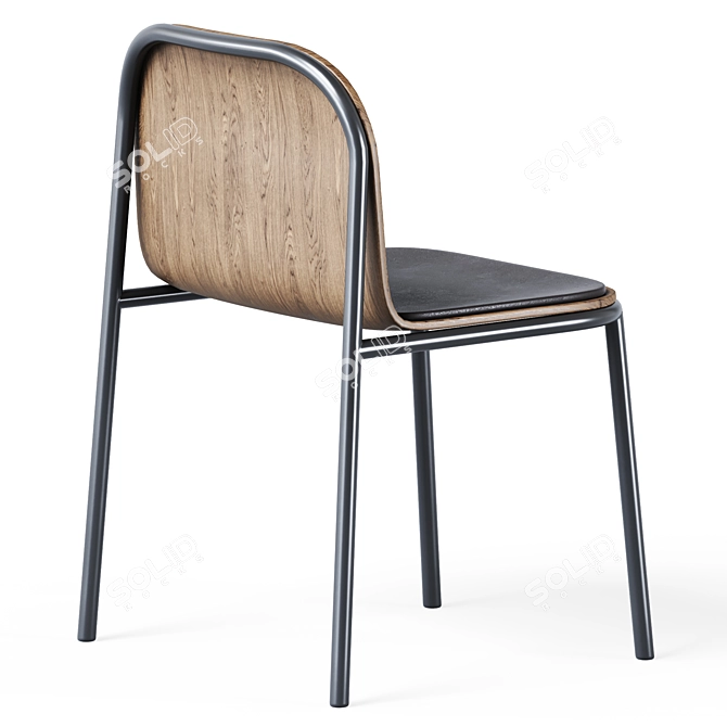Elegant Wooden Shell Chair 3D model image 2