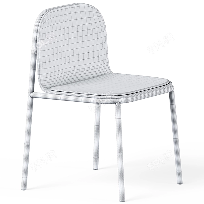 Elegant Wooden Shell Chair 3D model image 3