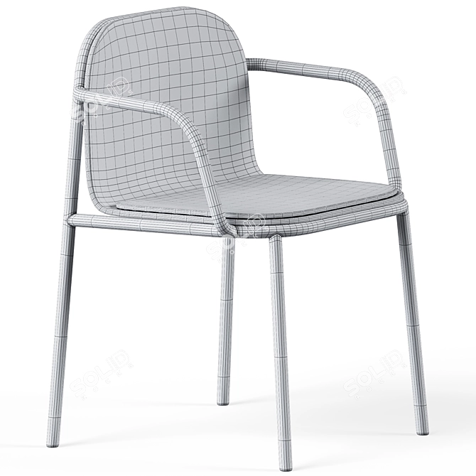 Shell Design Upholstered Armchair 3D model image 3