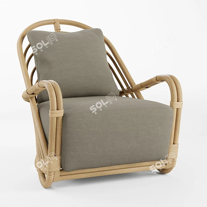 Elegant Rattan & Wicker Armchair 3D model image 1
