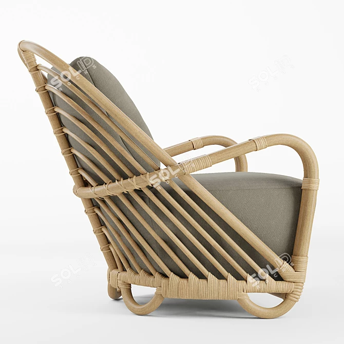 Elegant Rattan & Wicker Armchair 3D model image 2