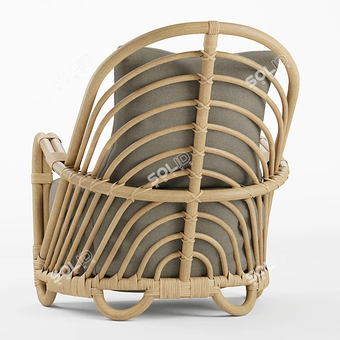Elegant Rattan & Wicker Armchair 3D model image 3