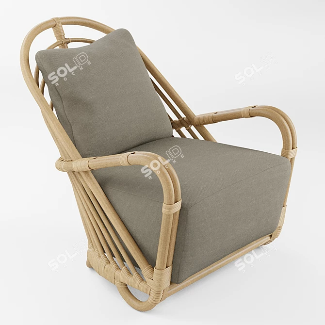 Elegant Rattan & Wicker Armchair 3D model image 5