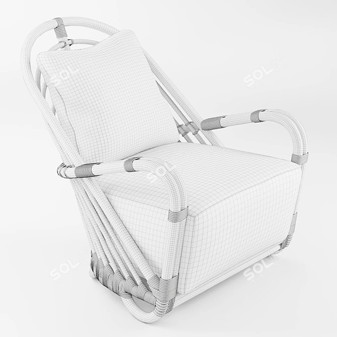 Elegant Rattan & Wicker Armchair 3D model image 6