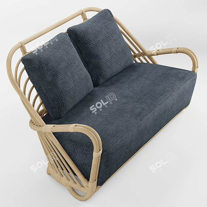 Chic Charloftenborg Rattan Sofa 3D model image 5