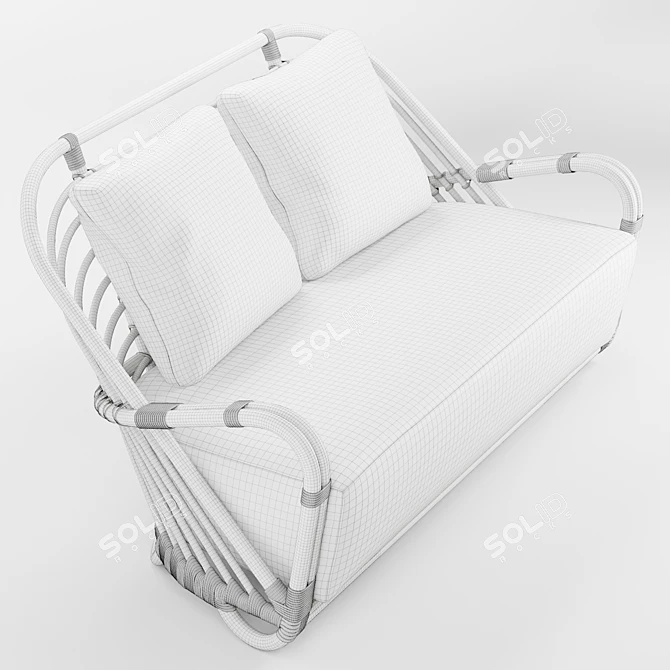 Chic Charloftenborg Rattan Sofa 3D model image 6