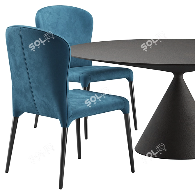 Sleek Clay Table & Monti Chair Set 3D model image 4