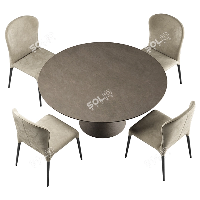 Sleek Clay Table & Monti Chair Set 3D model image 5