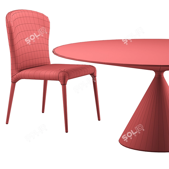 Sleek Clay Table & Monti Chair Set 3D model image 6