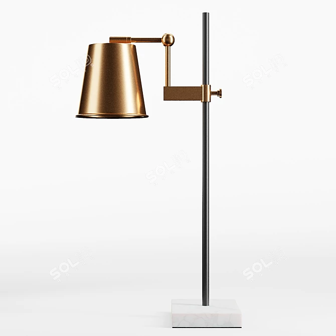 Industrial Brass Adjustable Table Lamp 3D model image 2