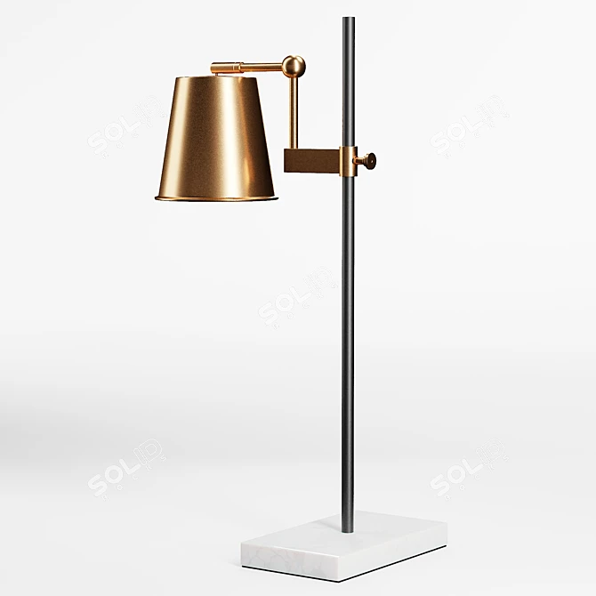 Industrial Brass Adjustable Table Lamp 3D model image 3
