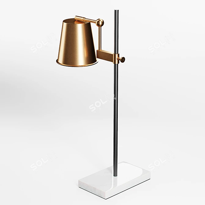 Industrial Brass Adjustable Table Lamp 3D model image 5