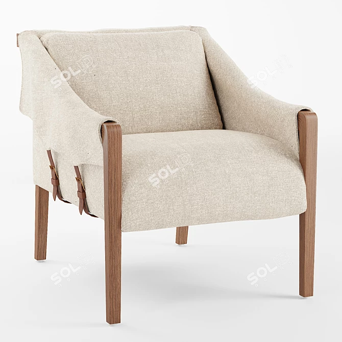 Slub Weave Kallan Chair 3D model image 1