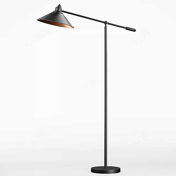 Industrial Adjustable Metal Floor Lamp 3D model image 1