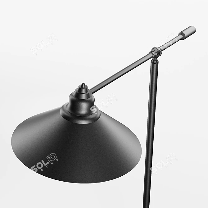 Industrial Adjustable Metal Floor Lamp 3D model image 4