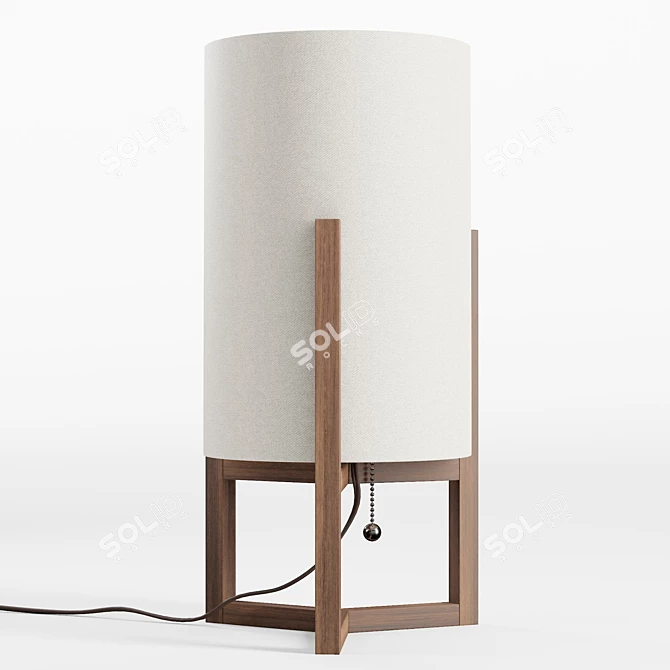 Quinn Wooden Lantern Table Lamp 3D model image 3