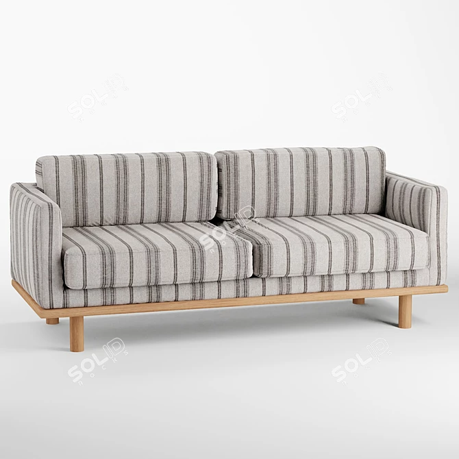 Quinn Striped Sofa: Boho-Classic Elegance 3D model image 1