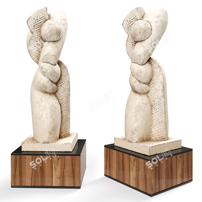 Elegant Abstract Plaster Sculpture 3D model image 1