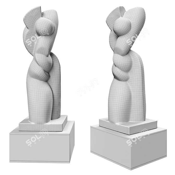 Elegant Abstract Plaster Sculpture 3D model image 4