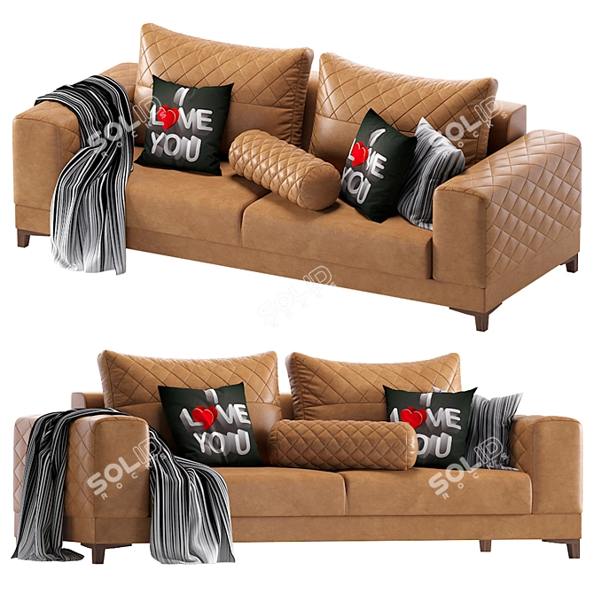 Elegante Leather Sofa 3D model image 1