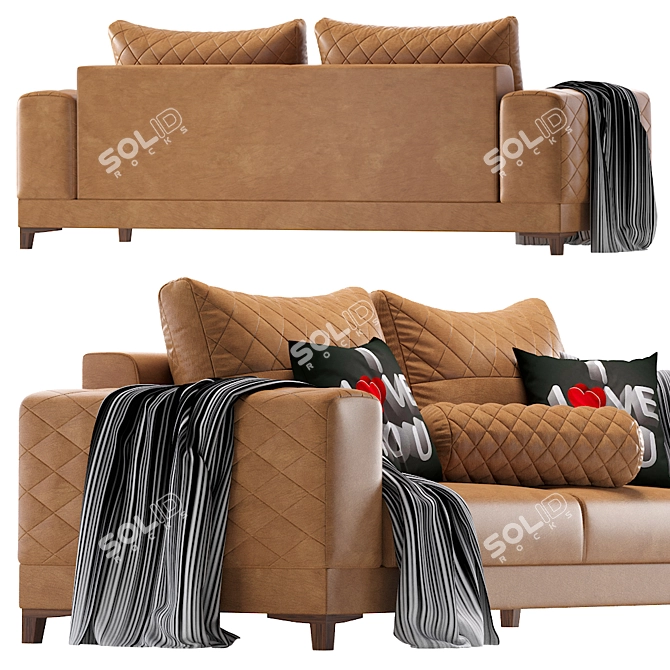 Elegante Leather Sofa 3D model image 5