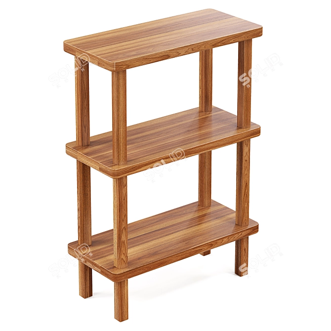 Title: Zara Home Acacia Wood Shelf 3D model image 2