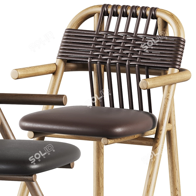 Elegant Wooden Dining Armchair 3D model image 5