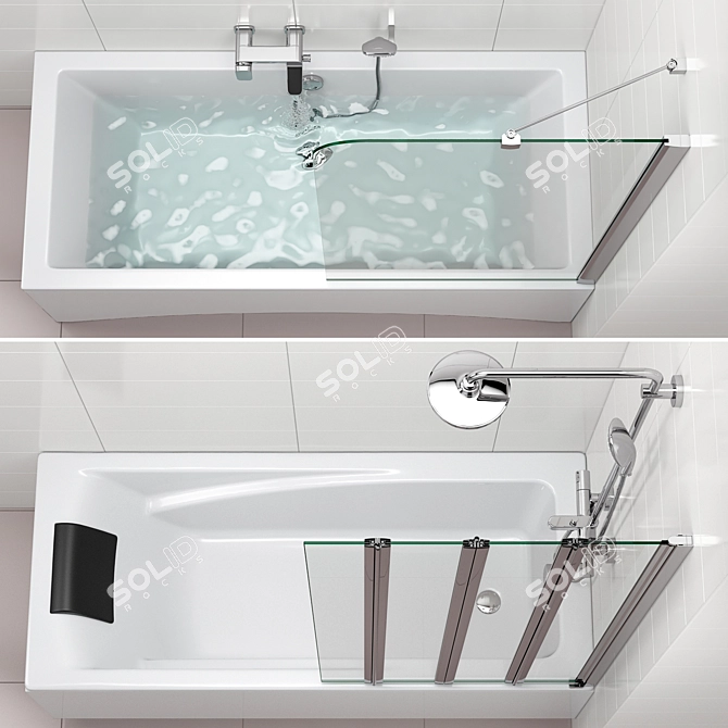 Radaway and Ravak Bath Screens and Bathtubs Set 3D model image 3