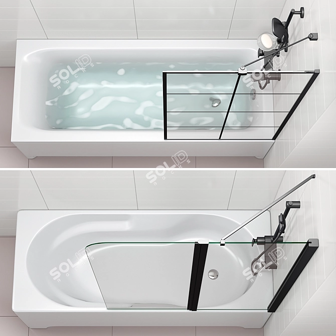 Modern Bath Screens and Bathtubs Set 3D model image 3