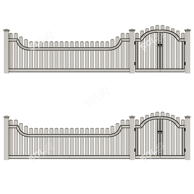 Title: Durable PVC Fence Solution 3D model image 4