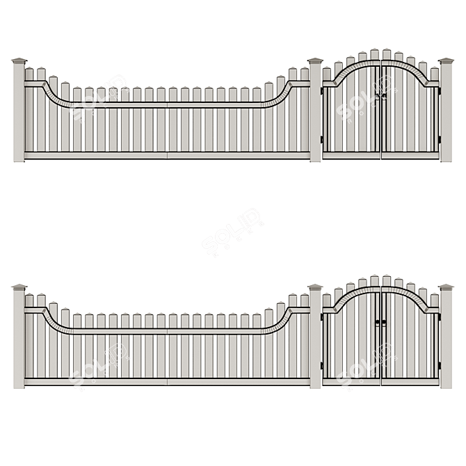 Title: Durable PVC Fence Solution 3D model image 9