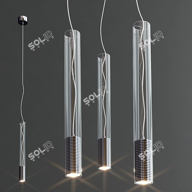 Elegant Tubo LED Pendant Light 3D model image 1