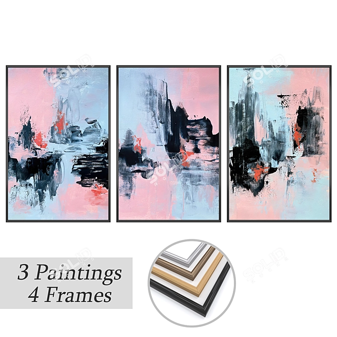 Elegant Wall Art Set: No 3524 3D model image 1