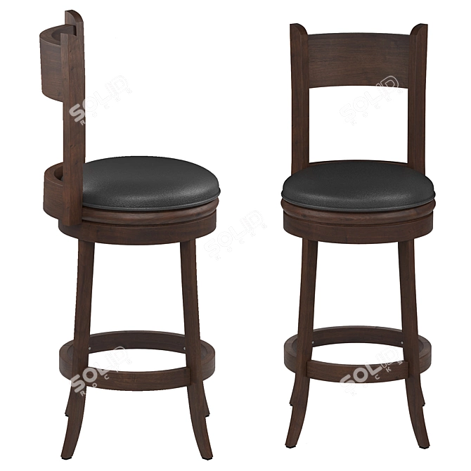 Elegant Palmetto Bar Chair: Leather, Wood & Metal 3D model image 2