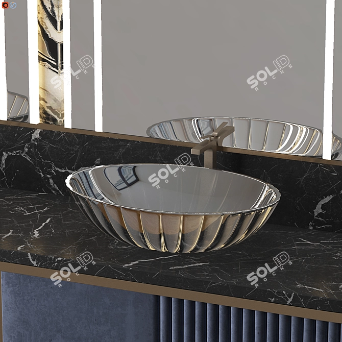 Elegant Montaigne Bathroom Set 3D model image 3