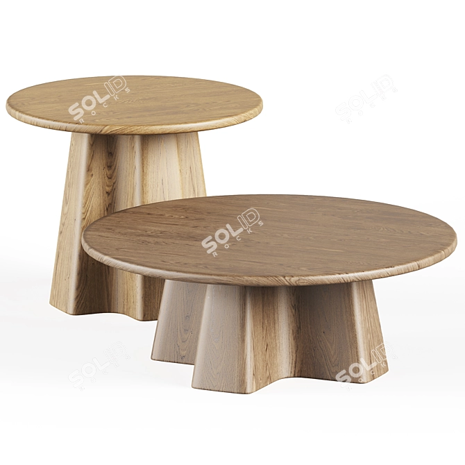  Rustic Wooden Coffee Tables 3D model image 1