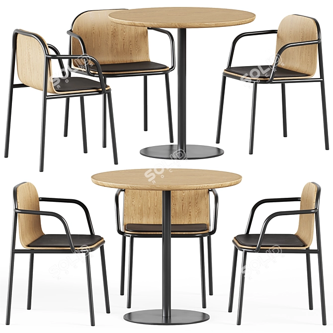 Sleek Table 630 & Comfy Armchair 3D model image 1