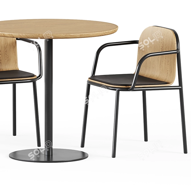 Sleek Table 630 & Comfy Armchair 3D model image 4