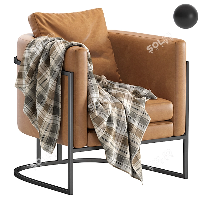 Title: Modern Loft Leather Armchair 3D model image 1