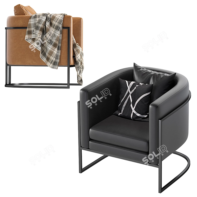 Title: Modern Loft Leather Armchair 3D model image 2