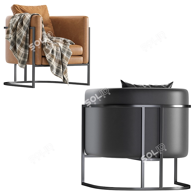 Title: Modern Loft Leather Armchair 3D model image 4