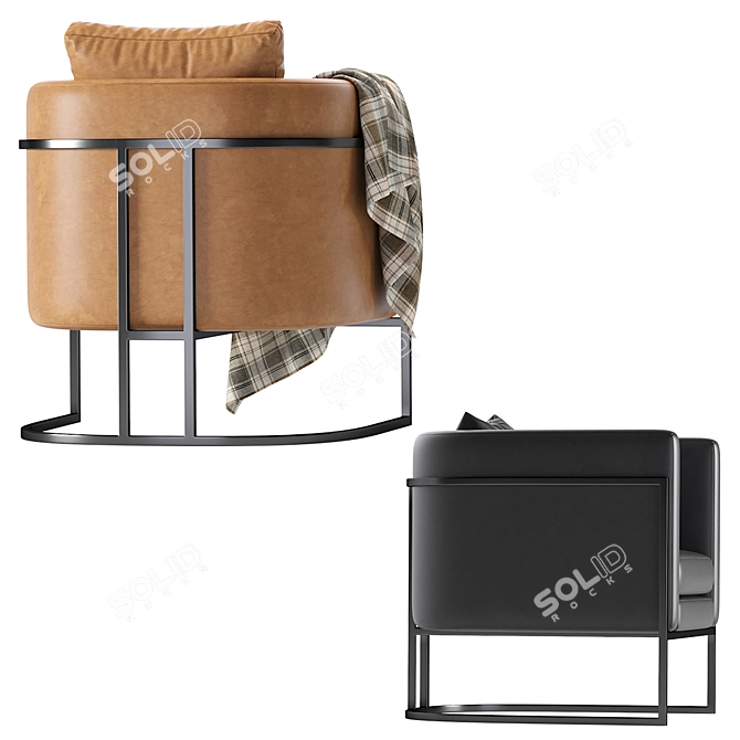 Title: Modern Loft Leather Armchair 3D model image 6